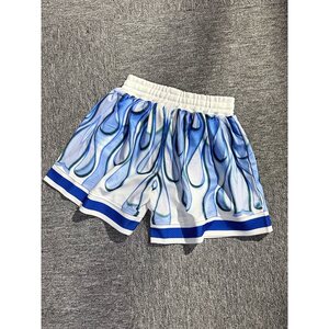 美式蓝色火焰主题四五分裤男夏季休闲健身篮球不过膝短裤 K42图片