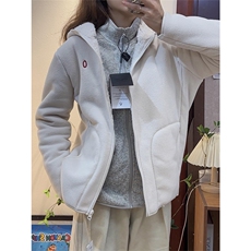 网图高品双面摇粒绒加厚保暖连帽羊羔绒开衫外套男女A1050-P65，男装棉衣，星座1505