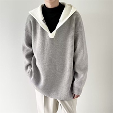 网络图现货毛衣美式慵懒风秋冬灰色宽松针织衫RM5701-P65，男装针织衫/毛衣，星座1005-4