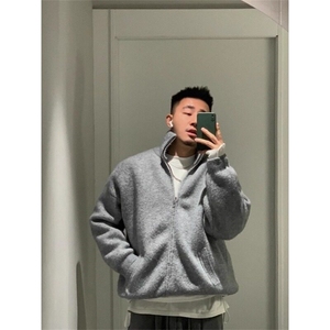 MY41 重磅纯高克重开衫毛衣 灰色 黑色M到2XL P85图片