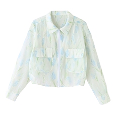 洋气减龄衬衫防晒衣薄外套女2024春夏新款宽松百搭空调衫夹克上衣，女装防晒衣，美静678