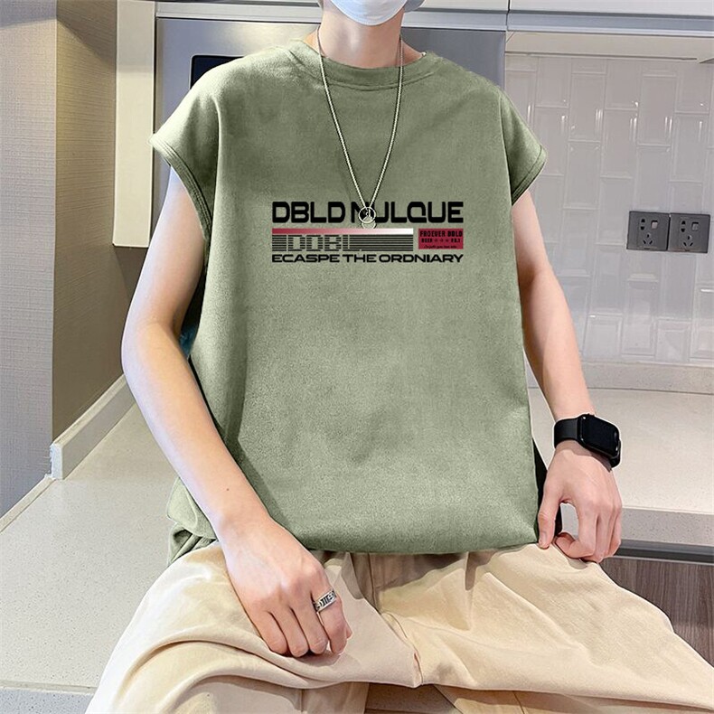 可设48小时发货支持抖音得物来样二开240克重磅美式麂皮绒背心t恤，男装背心/马甲，电商A486-1