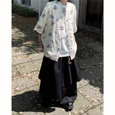 男士子母条布新中式衬衫短袖W1285P43，男装衬衫，星座1116-2