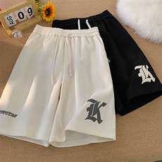 抖音直播品质港风宽松五分裤男短裤X416b-1-DK386-P45限58，男装牛仔裤，星座416B-1