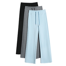 云感空气层阔腿裤女2025春夏高腰垂感显瘦抽绳直筒运动拖地裤卫裤，女装休闲裤，梦白服饰厂