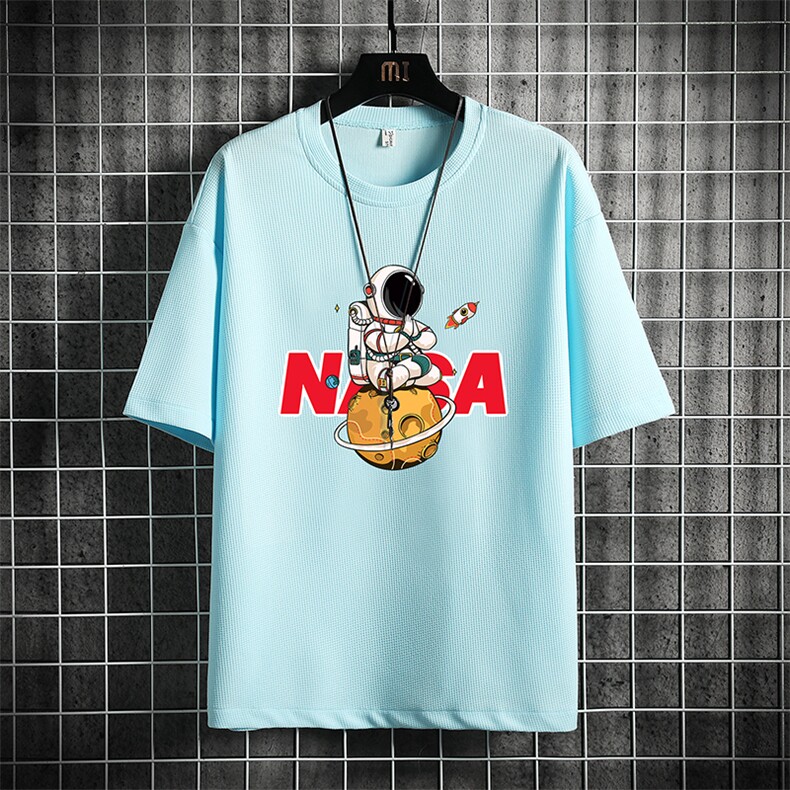 华夫格t恤男短袖男大码五分袖网格挂拍HT73289-P22，男装T恤，电商A040A