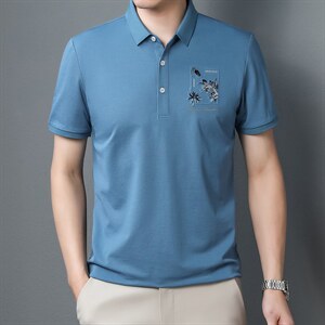 F22318男士短袖T恤2023夏季新款简约商务休闲修身体恤P60图片
