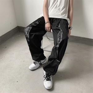 高街vibe风腰果花拼接长裤子男士休闲裤宽松嘻哈夏季潮牌2155-p32图片
