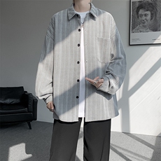 衬衫男秋季新款港风宽松大码雪尼尔长袖衬衣CS7008-P39，男装衬衫，星座214-3