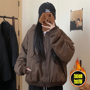 两面穿现货重磅短款座山雕棉衣男女双面穿毛毛绒棉服加厚外套图片