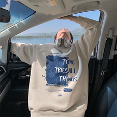 圆领卫衣男春秋新款美式复古卫衣青少年休闲无帽卫衣外套男生，女装短外套，星座1210-1