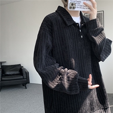 美式复古雪尼尔polo领卫衣大码设计重磅翻领外套LW609特P45加绒55，女装短外套，电商B215
