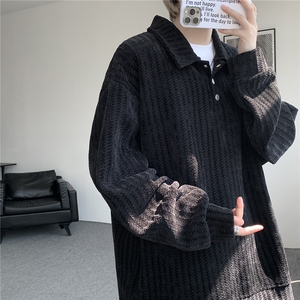 美式复古雪尼尔polo领卫衣大码设计重磅翻领外套LW609特P45加绒55图片