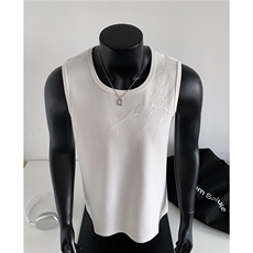 夏季2026男装新款美式无袖T恤绣花宽松坎肩背心夏装上衣S416-特25，男装背心/马甲，电商A233-1