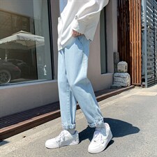 夏季高街ins潮牌牛仔裤薄款宽松裤子男韩版潮流直筒裤K1109-P38，男装休闲裤，星座512-4