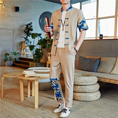 2021汉服古风男士唐装男套装中国风外套潮流两件套A438-777-P60，男装套装，电商A438