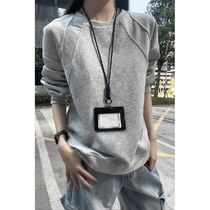 抖音得物高品质二开26春装美式高街重磅结构螺纹拼接圆领卫衣X095图片