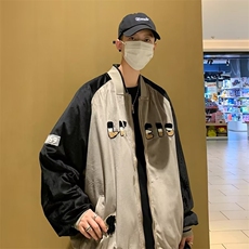 美式日系原宿潮牌长袖潮简约日系棒球领夹克时尚男外套新款W06，男装夹克，星座1116A-1（原606A）
