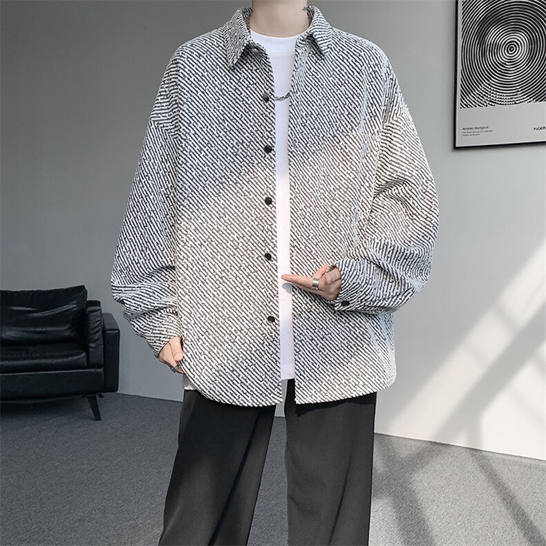 衬衫男秋季新款港风宽松大码小香风长袖衬衣CS7002-P42,男装衬衫,星座214-3