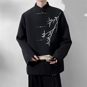 新中式翠竹中山装唐装男装西服结婚订婚男垫肩风外套W6596-P65图片