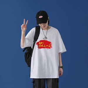 T1762P25中性潮牌印花短袖T恤宽松T恤不吃这一套印花青春休闲T恤图片