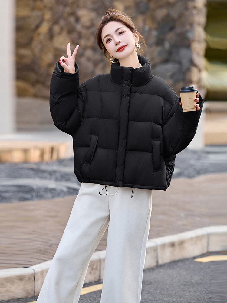 宽松短款外套2024冬装立领抽绳简约显白面包服女,女装羽绒服,曼慕纤衣
