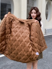韩系工装派克羽绒服女2025冬季新款高端洋气休闲保暖90白鸭绒外套，女装羽绒服，玖莱伊