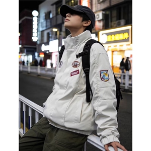 有货。潮牌贴标刺绣夹克男士春秋2026宽松棒球服外套W6936-P66图片