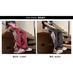 1506/QC1620/P30春秋新款美式测边条纹休闲长裤抽绳宽松运动裤图片