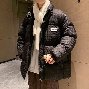 秋冬新款青春时尚棉衣宽松港风百搭千鸟格棉衣外套