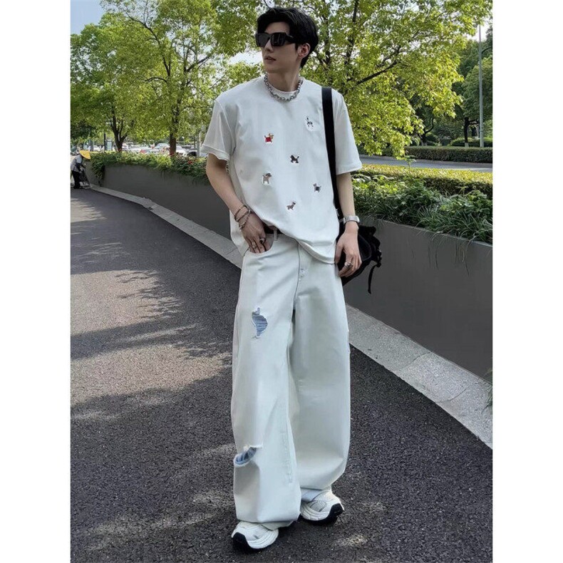 龙叨叨同款磨破牛仔裤ZK0393-特批48,男装牛仔裤,星座313A(原308A-2)