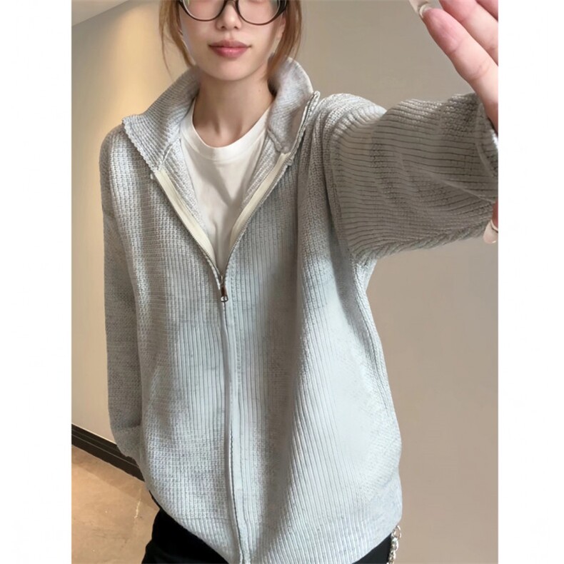 大量现货 双拉链开衫男女同款针织衫外套H11,量大差价大过天图片