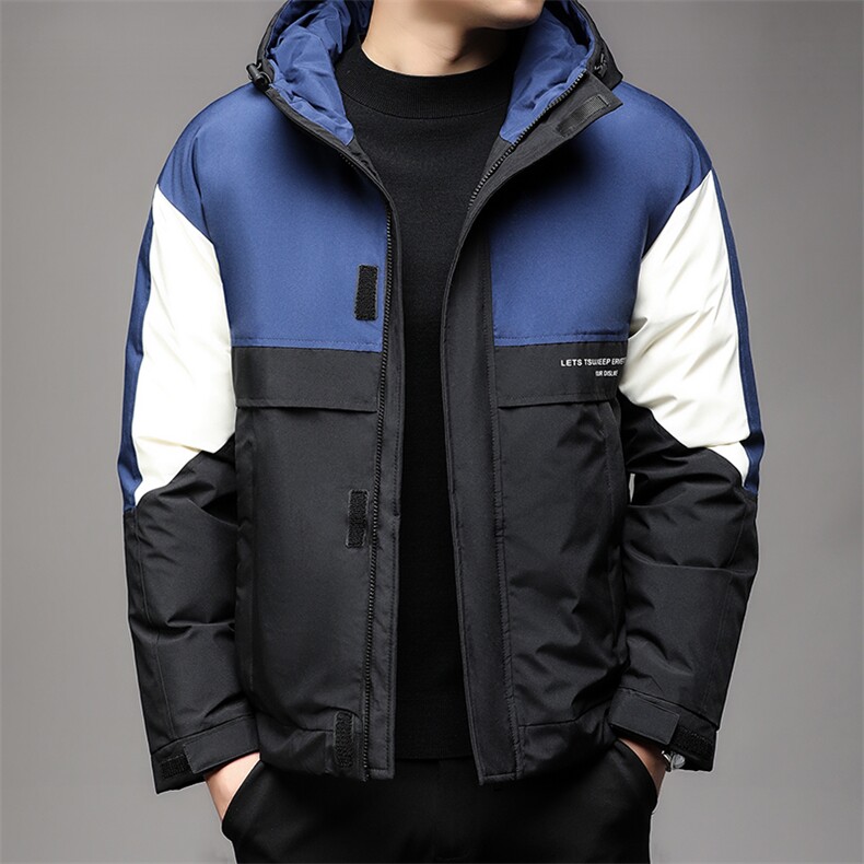 BJY08913新款冬季男士白鸭绒羽绒服连帽保暖外套修身风衣大衣，男装风衣，电商B360