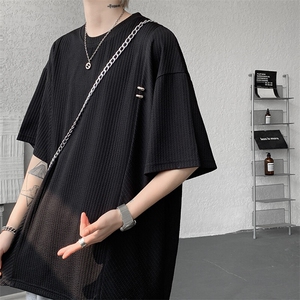 超大码金属标手工设计肌理感短袖T恤8XL-M垂感冰丝半袖DX1220/P38图片