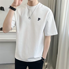 潮流慵懒潮宽松型刺绣圆领男士夏季五分短袖宽松青少年ins新款，男装衬衫，星座506A