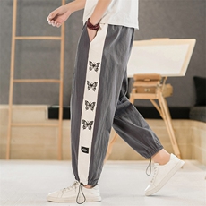 K296P35酒店风2024春夏季新款亚麻时尚宽松百搭风束脚九分裤，男装休闲裤，电商A026