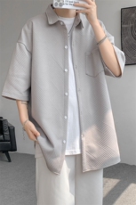 短袖衬衫男夏季新款港风上衣宽松提花大码衬衣CS006-P36，男装衬衫，星座214-3