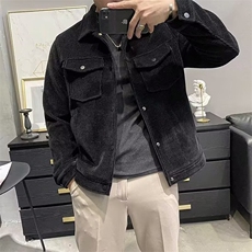 高级感灯芯绒外套男春秋韩版宽松休闲翻领潮流百搭男士夹克，男装夹克，星座506A