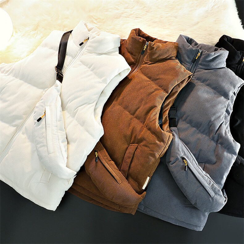 灯芯绒马甲男士背心2023秋冬季潮牌立领坎肩羽绒棉马夹802/P50，男装背心/马甲，星座1905A（原电商B343）