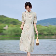 2026年春季文艺/优雅苎麻旗袍，女装汉服/婚纱/旗袍/礼服，江南依恋