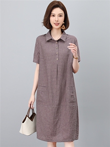 高端棉麻连衣裙女2026夏季新款宽松休闲中年妈妈薄款裙子图片