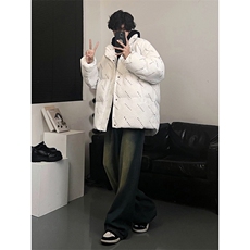 W8205P125控158华夫格印花棉衣冬季棉服外套宽松棉服情侣装男，男装棉衣，电商B205