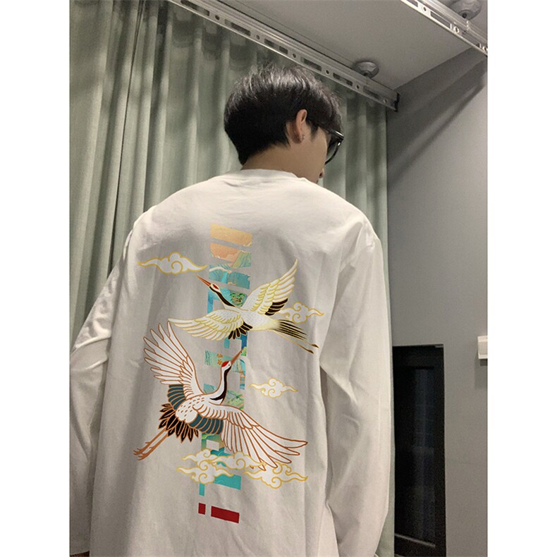 现货已做版权 秋冬打底潮仙鹤宽松纯棉长袖男 WY20-P30 控48图片