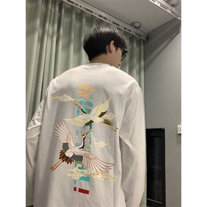 现货已做版权 秋冬打底潮仙鹤宽松纯棉长袖男 WY20-P30 控48图片