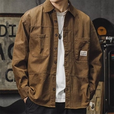 美式工装衬衫式夹克外套男春秋新款复古休闲长袖衬衣LSC201P43，男装夹克，星座1013-5