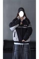 抖音视频截图只展示大货印花立领机车潮牌棉服77950特P85，男装棉衣，星座226-2