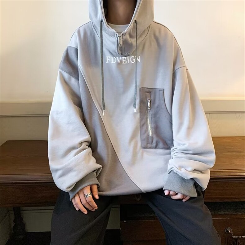 设计感半拉链卫衣男连帽秋冬季美式复古潮牌学院风上衣WY830-P43,男装卫衣,星座1008