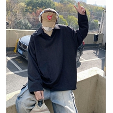 2025秋装新款提花男士翻领POLO衫T恤衫休闲翻领卫衣W8802-P35，男装Polo衫，电商A006