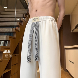 X2415-TP35控价58 港风潮流休闲裤青少年男松紧系绳百搭拖地长裤图片
