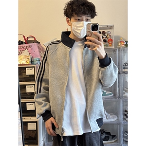 抖音得物高品质26春装美式高街重磅结构拼接织带立领卫衣外套CM42图片